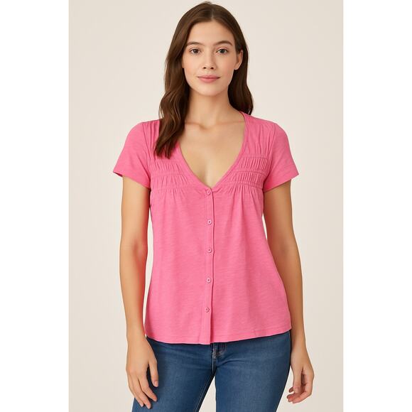 NEW- NWOT Sanctuary Pink Slub-Knit Babydoll Top Size Small - Picture 1 of 6